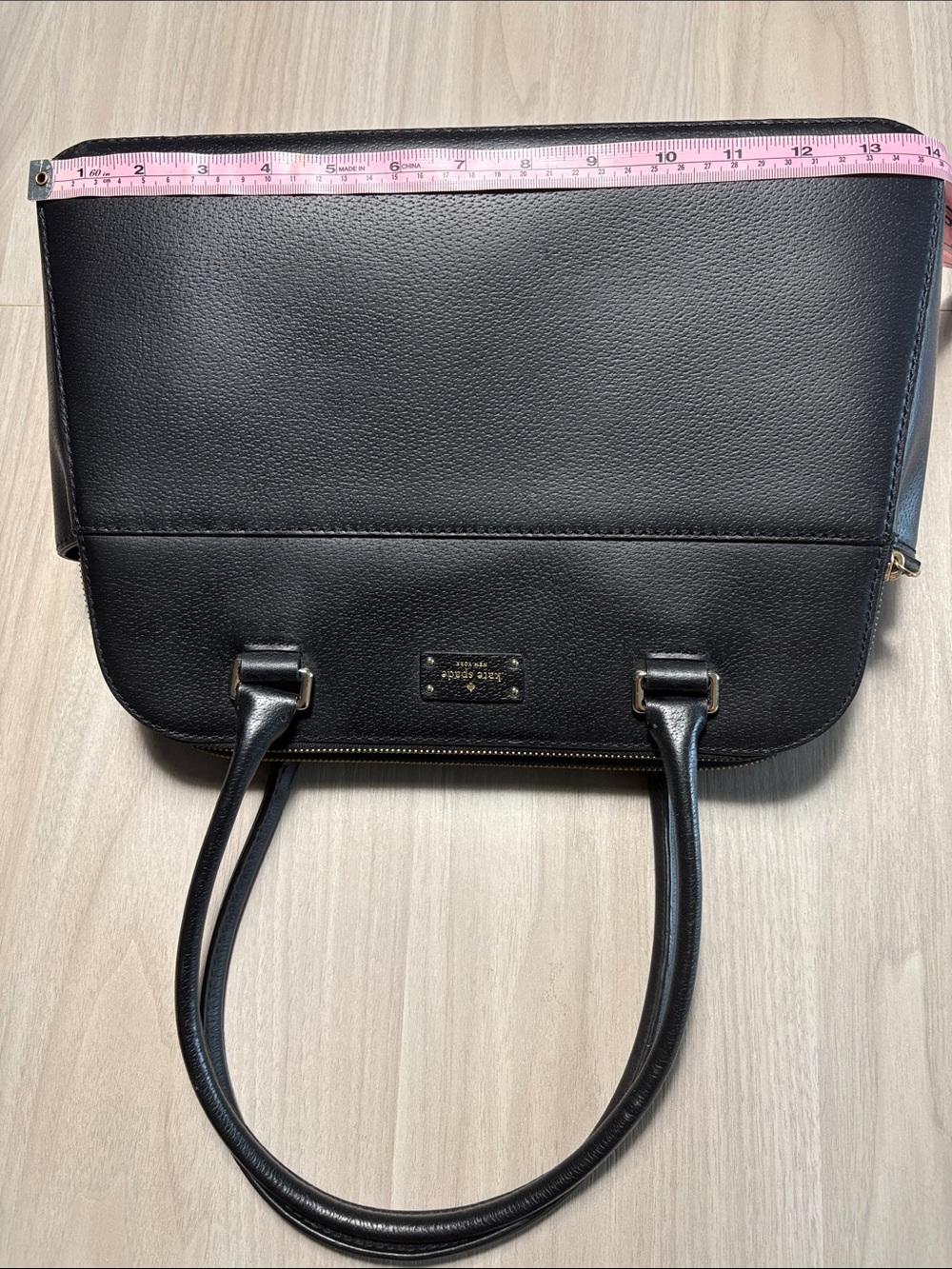 kate spade Black Leather Satchel with Gold Hardware
